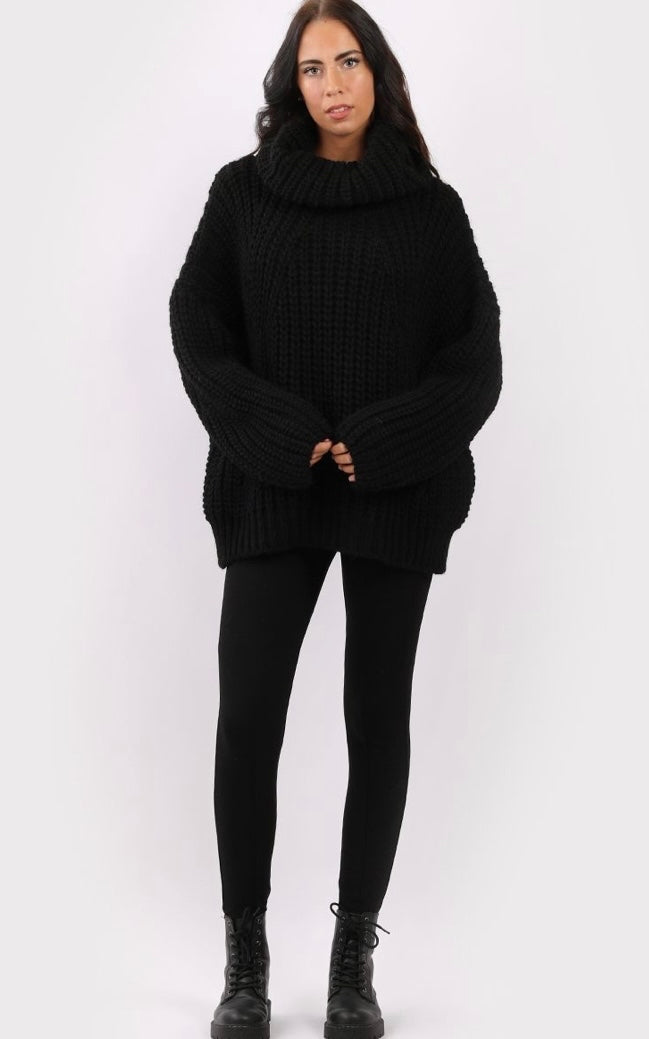 Oversized black cowl deals neck sweater