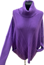 Purple Turtle Neck Cosy Chevron Knitted Jumper with Pockets (14-18)
