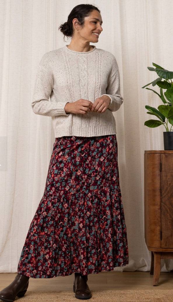 Frome Tiered Skirt - Mulberry