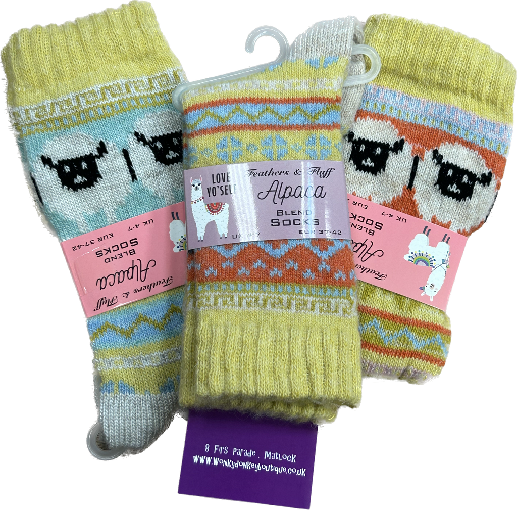 Set of Mixed Sheep & Fairisle Alpaca Blend Socks (3 Pair)