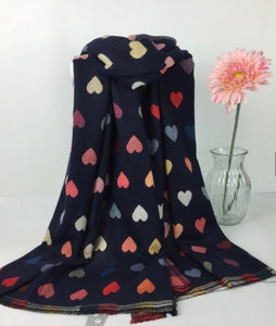 Heart Print Reversible Winter Scarf