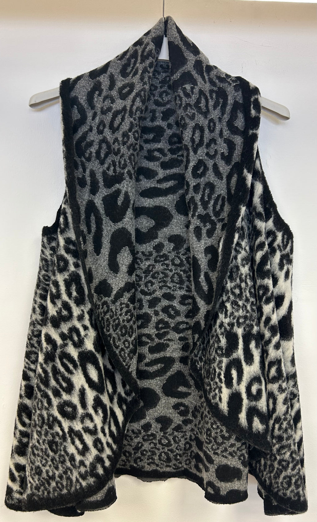 Wool Blend Animal Print Waterfall Gilet