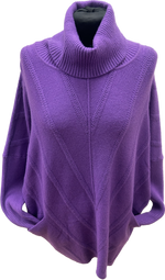 Purple Turtle Neck Cosy Chevron Knitted Jumper with Pockets (14-18)