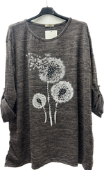 Diamanté Dandelion Sweatshirt Top (14-22)