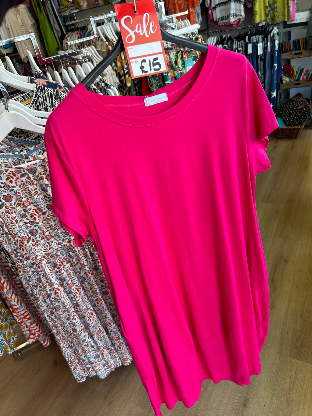 Fuschia Pink Tee Longline Dress (14-18)
