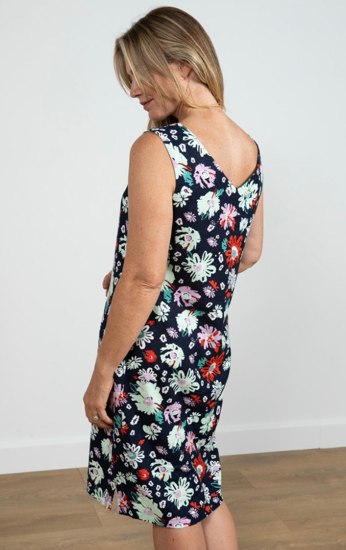 Laynie Dress - Navy Garden Bloom Print