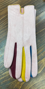 Soft Faux Suede Multicolour Gloves