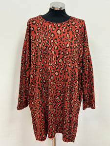 Copper Leopard Print Longline Sweatshirt (16-22)