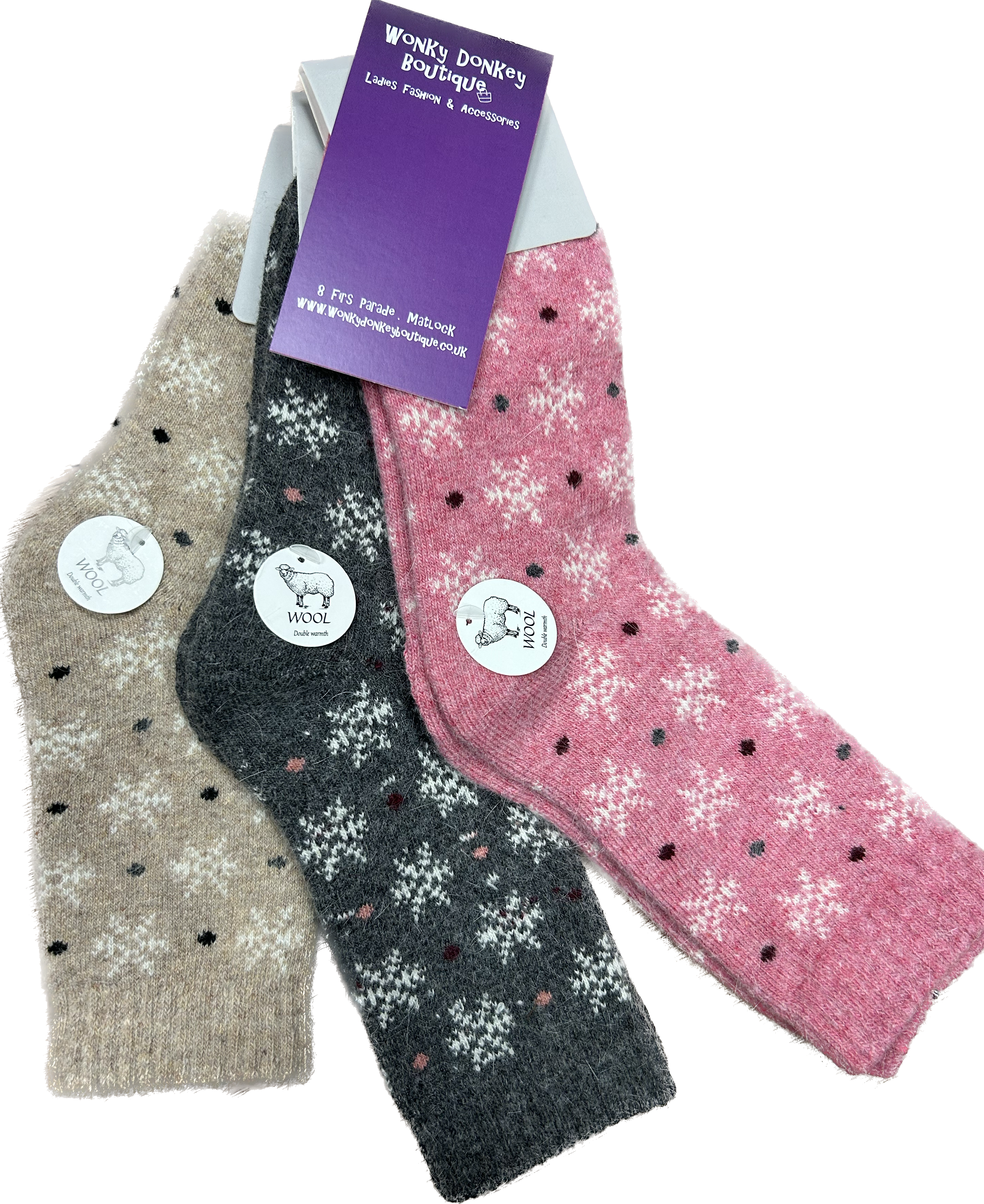 Set of 3 Pairs of Snowflake Luxury Wool Mix Socks