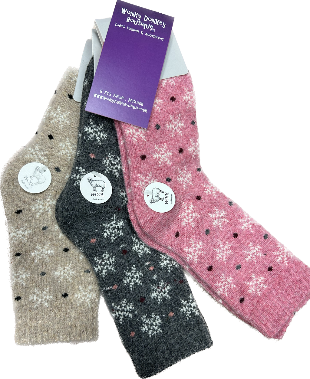 Set of 3 Pairs of Snowflake Luxury Wool Mix Socks