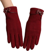Bow Detail Cosy Lined Winter Warm Fashion Gloves