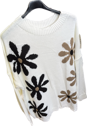 Plus Size Flower Knit Relaxed Fit Jumper (14-22)
