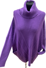 Purple Turtle Neck Cosy Chevron Knitted Jumper with Pockets (14-18)