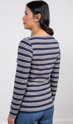 Cleeve Cotton Top - Navy / Ecru Stripe