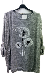 Diamanté Dandelion Sweatshirt Top (14-22)