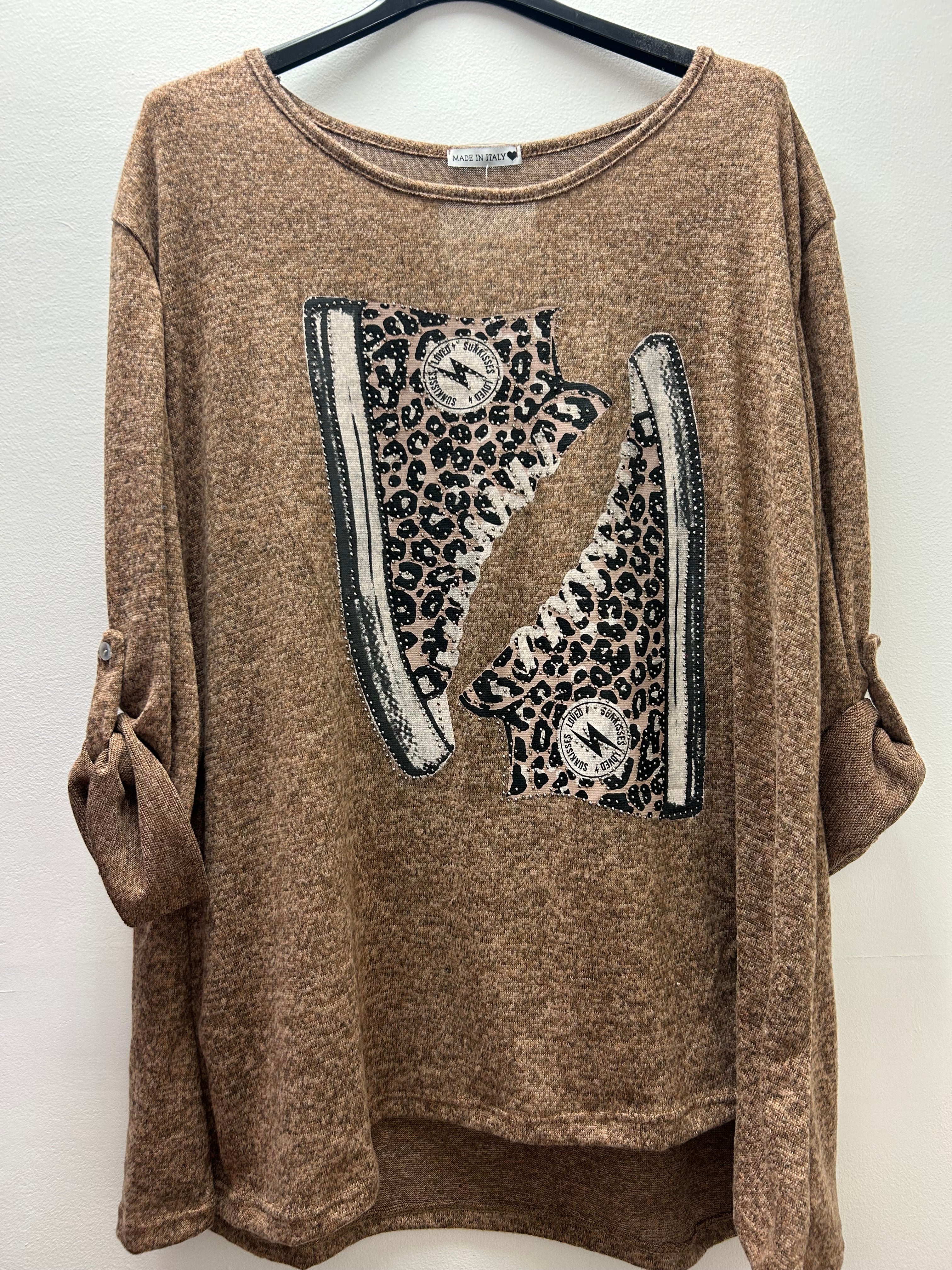 Diamante Animal Print Sneaker Style Sweatshirt (14-22)