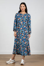 Leafield Dress Folk Floral Print - Soft Blue