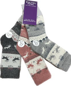 Set of 3 Pairs of Nordic Stag Design Luxury Wool Mix Socks