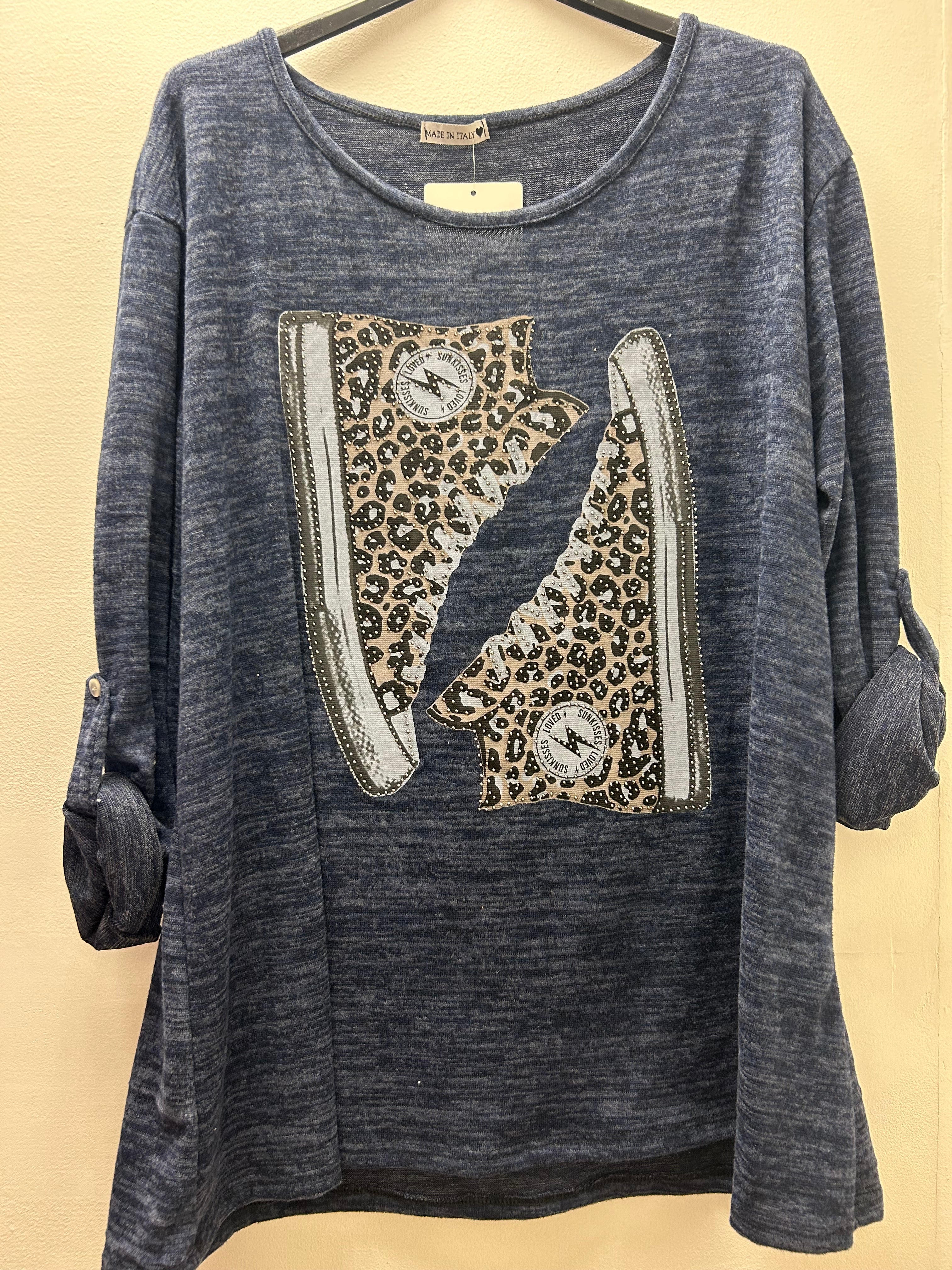 Diamante Animal Print Sneaker Style Sweatshirt (14-22)