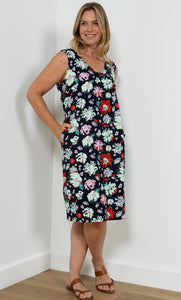 Laynie Dress - Navy Garden Bloom Print