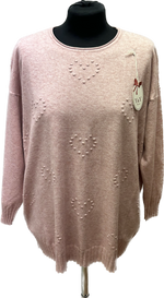 Dusky Pink Heart Soft Knit Jumper with Button Detail (10-16)