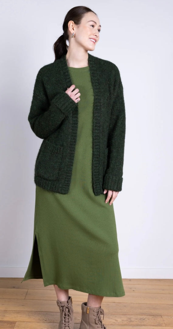 Recycled Wool Mix Green Edge to Edge Cardigan
