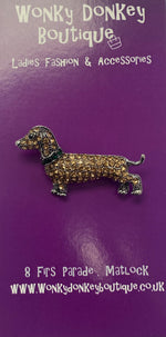 Rhinestone Daschund / Sausage Dog Brooch