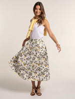 Sicily Cotton Lemon Printed Midi Skirt