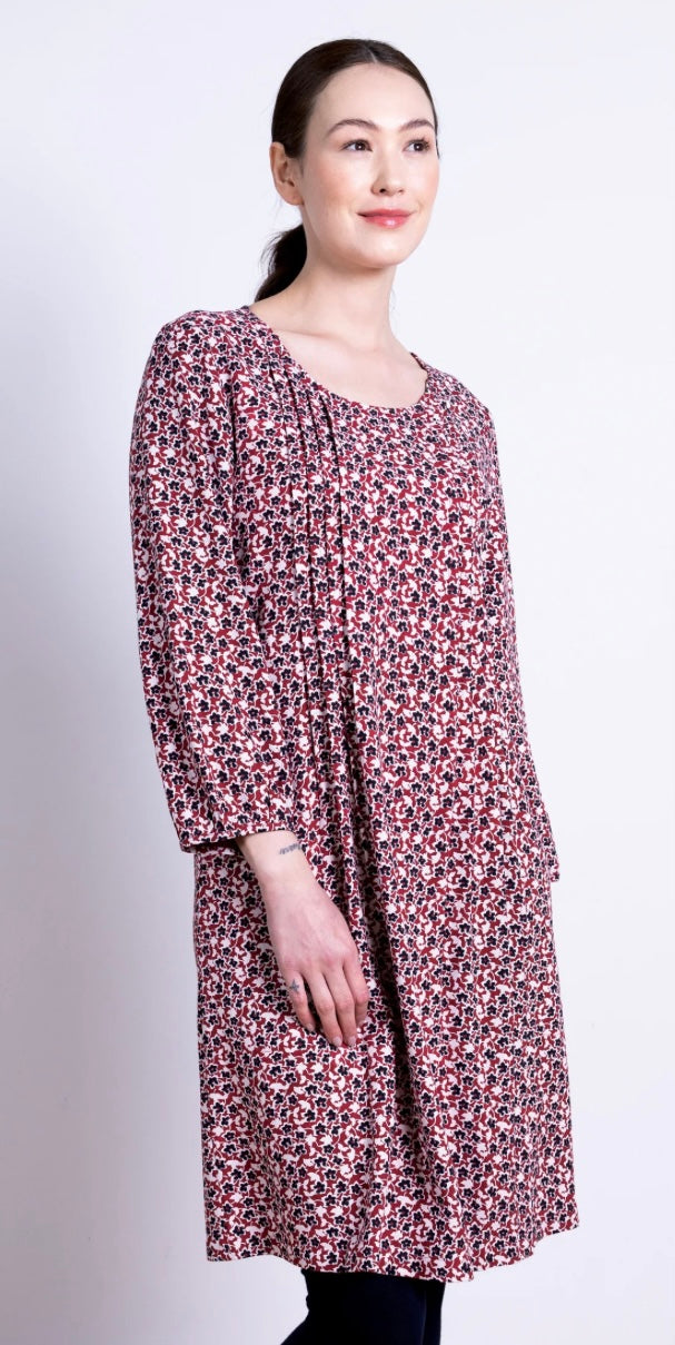 Pintuck Tunic Dress - Scarlet