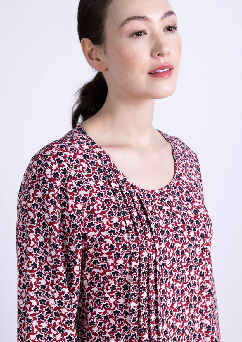 Pintuck Tunic Dress - Scarlet