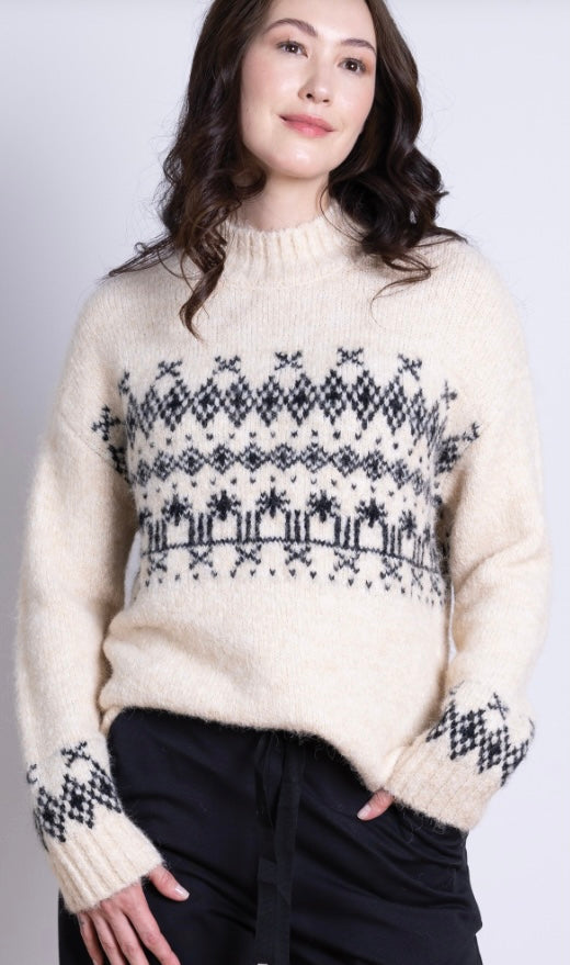Recycled Wool Mix Ivory Fairisle Jumper