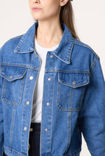 The Classic Cotton Denim Jacket- Mid Blue Wash