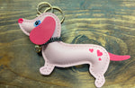 Large Sausage Dog Leather Keyring / Bag Charm