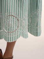 Hannah Cotton Stripe Midi Skirt