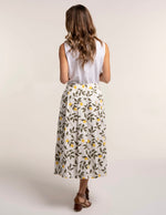 Sicily Cotton Lemon Printed Midi Skirt