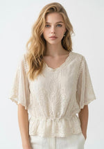 Butterfly Sleeve Lace Design Top