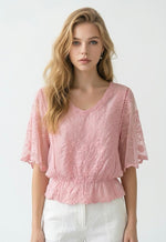 Butterfly Sleeve Lace Design Top