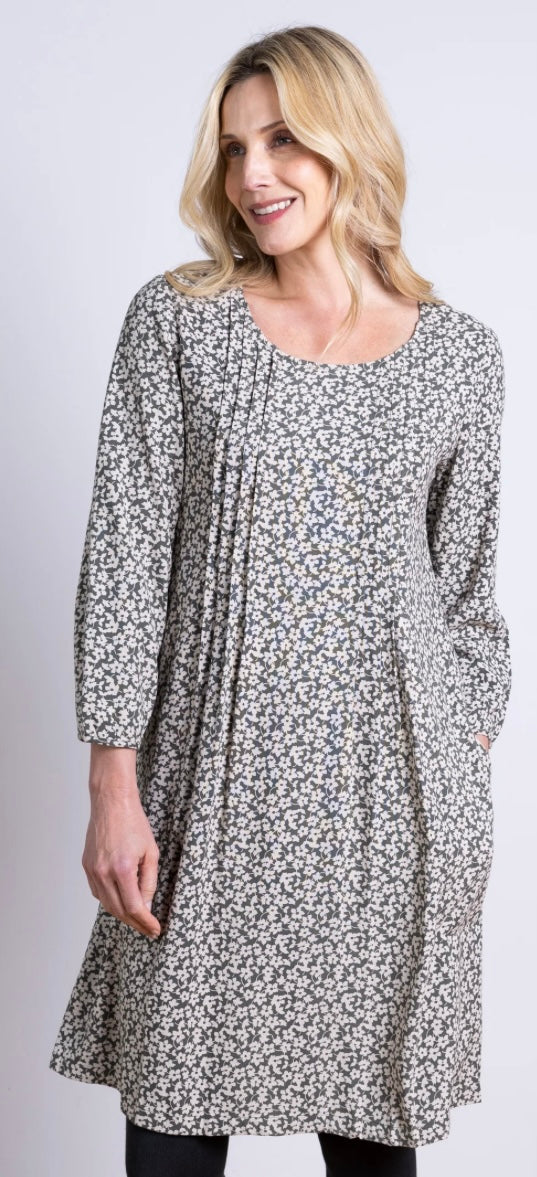 Pintuck Tunic Dress - Sage Green