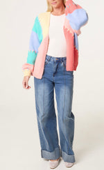 Stitch Colour Block Knit Cardigan