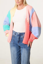 Stitch Colour Block Knit Cardigan