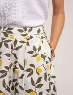 Sicily Cotton Lemon Printed Midi Skirt