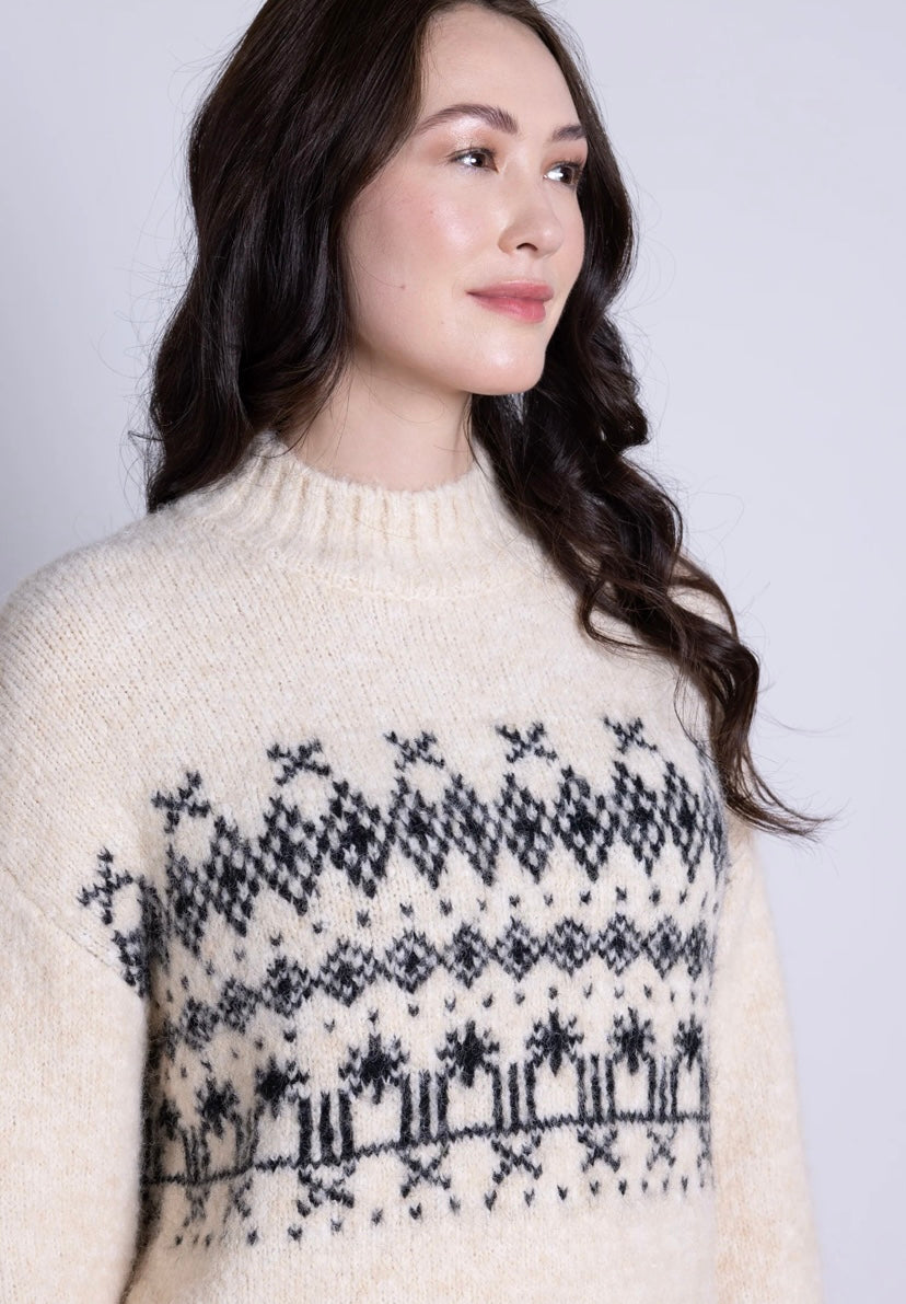 Recycled Wool Mix Ivory Fairisle Jumper