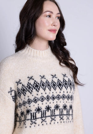 Recycled Wool Mix Ivory Fairisle Jumper