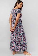 Penelope cotton Maxi Dress Navy Miriam Print