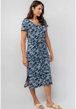 Navy Jersey Weekend Midi Dress - Fauna Print