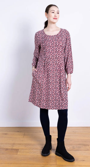 Pintuck Tunic Dress - Scarlet