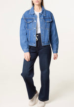 The Classic Cotton Denim Jacket- Mid Blue Wash