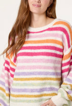 Crew Neck Multi Colour Striped Knit Jumper