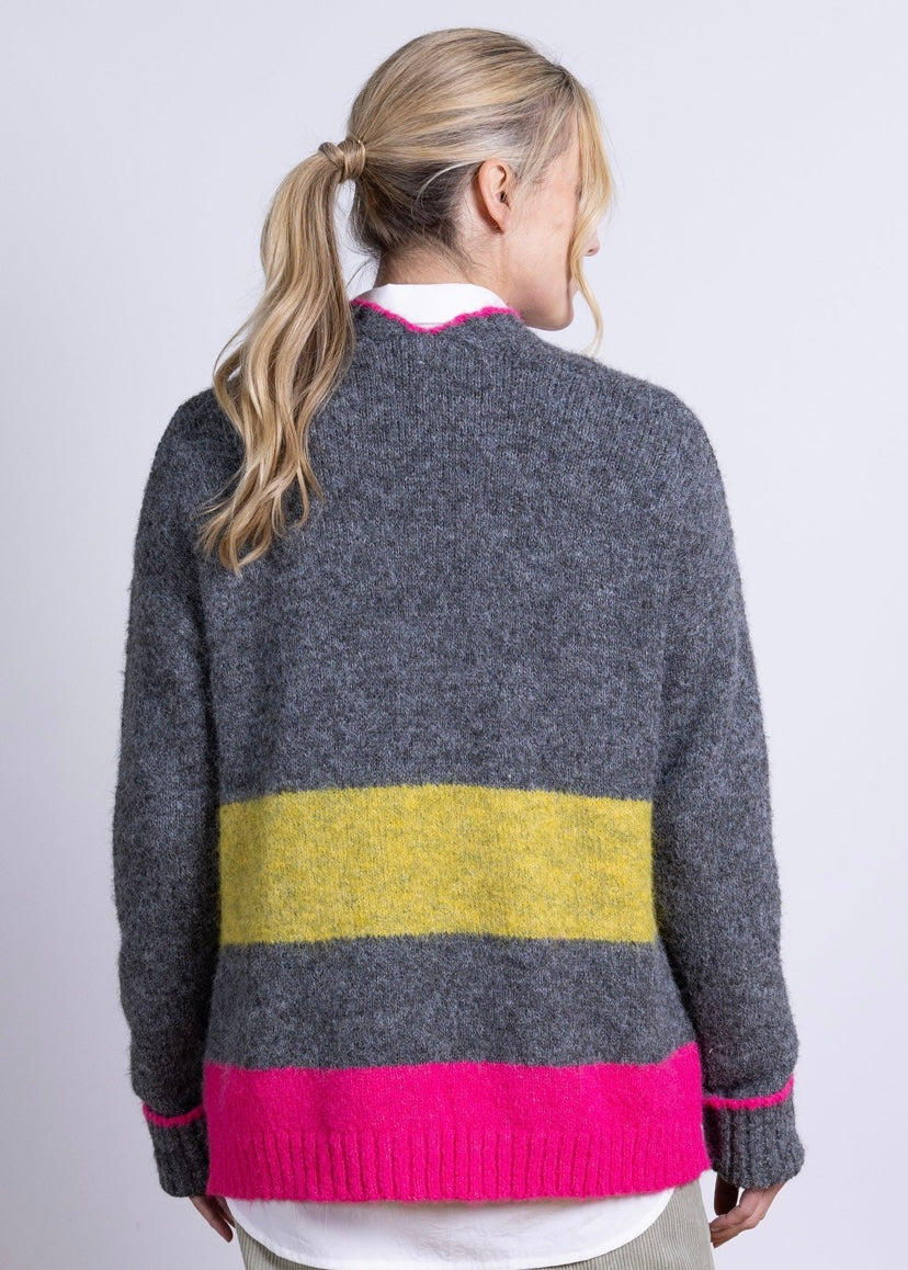 Recycled Wool Mix Stripe Edge to Edge Cardigan