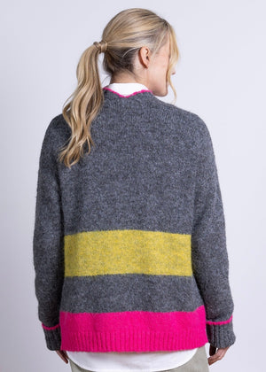 Recycled Wool Mix Stripe Edge to Edge Cardigan